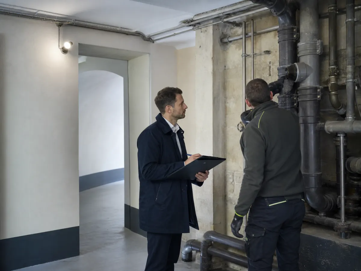 Immeuble d'habitation dont les colonnes d'évacuation sont entretenues